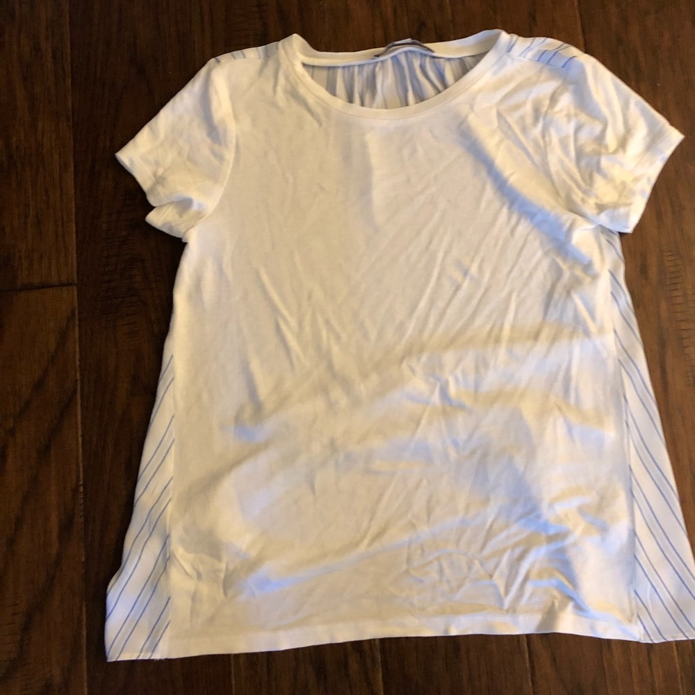 Loft White Tee with Striped Back